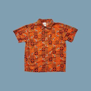 Vintage Toy Story Buzz Lightyear Abstract AOP Hawaiian Button Up, Size Large